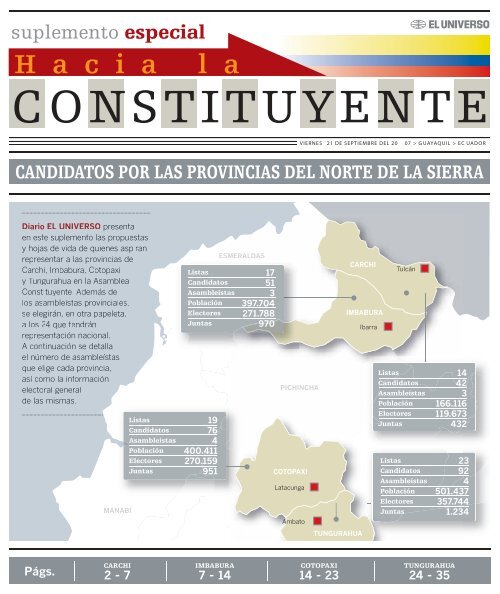 CANDIDATOS POR LAS PROVINCIAS DEL NORTE DE LA SIERRA