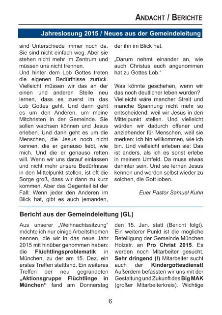 Gemeindemagazin Februar/März 2015