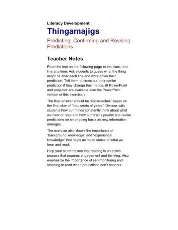 Thingamajigs - youth literacy canada