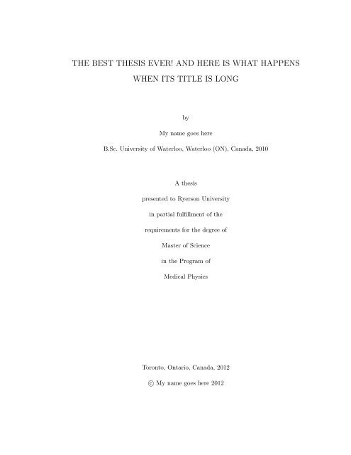 the best thesis ever! and here is what happens when its ... - phymbie