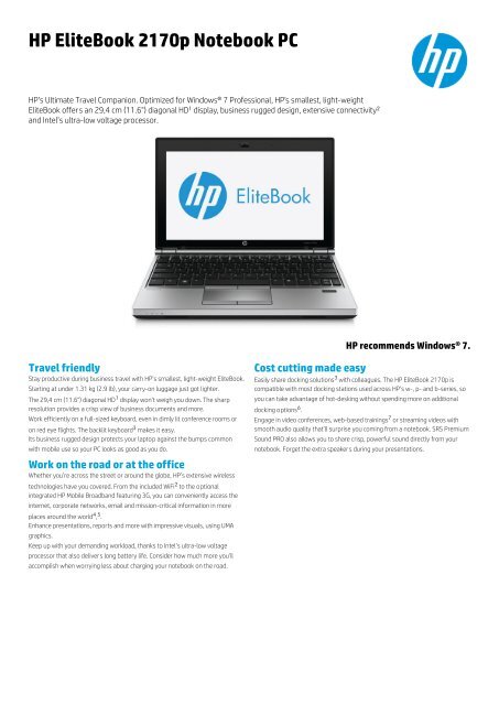Hp elitebook 2170p deals