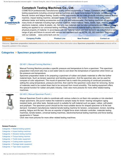 Cometech Testing Machines Co., Ltd. - Comlibris