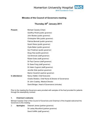 Minutes of the Council of Governors meeting - Homerton University ...