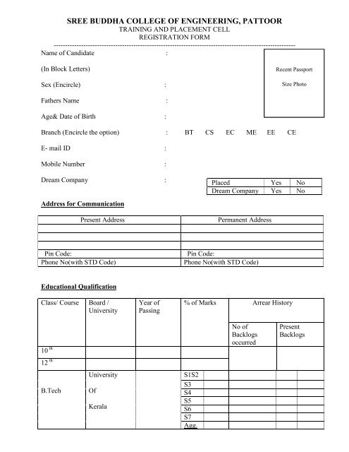 Placement Registration Scheme and Syllabus - Sree Buddha ...