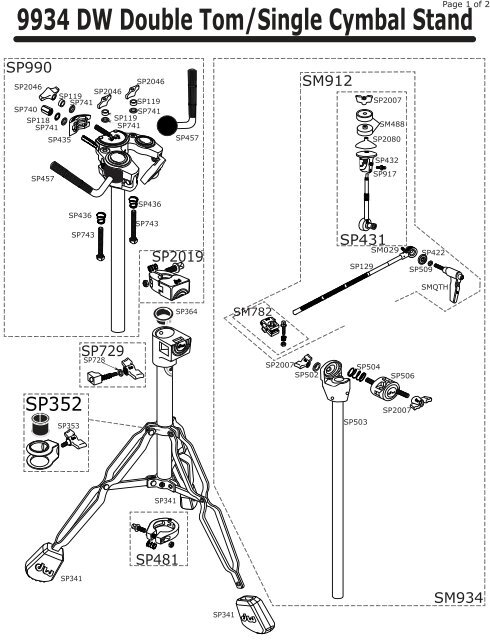 9934 DW Double Tom/Single Cymbal Stand 9934 DW Double Tom ...