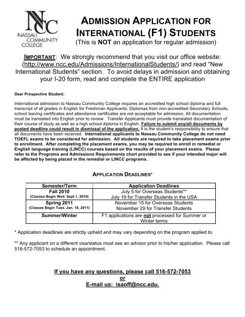 admission application for international (f1) students - Nassau ...