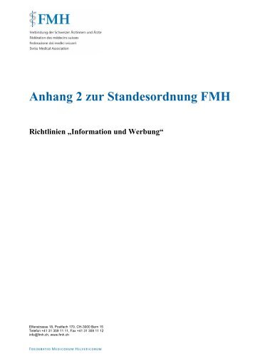 Richtlinien «Information und Werbung - FMH