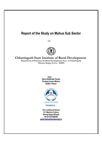 Study on Mahua Sub Sector - Cgsird.gov.in
