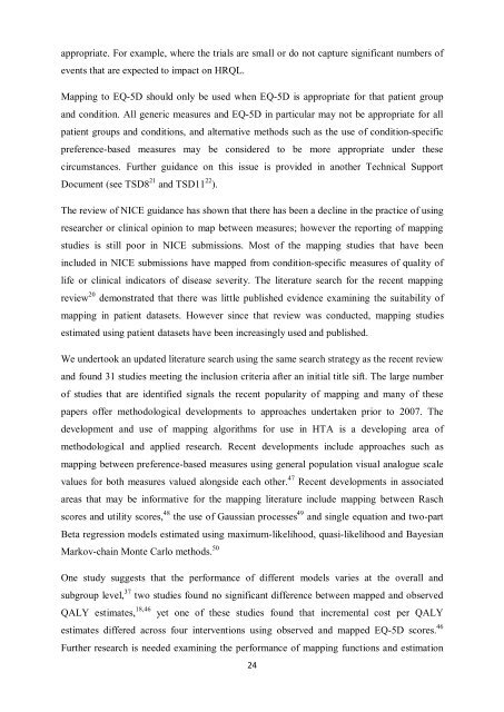 the use of mapping methods to estimate health state utility values