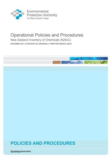 NZIOC Operational Policies and Procedures - Environmental ...