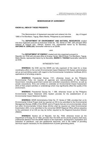 DENR-DOE Memorandum of Agreement (MOA) - CCOP