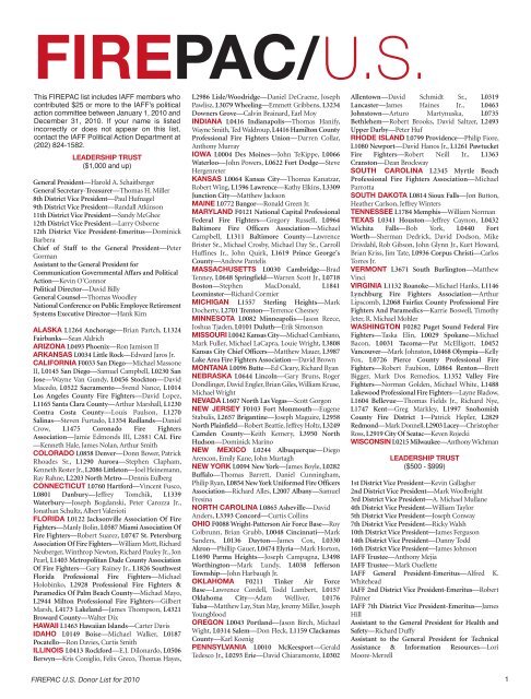 1 Firepac U.S. Donor List for 2010 LEADERSHIP TRUST ... - IAFF