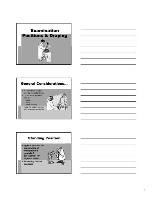 Examination Positions Draping Cuesta