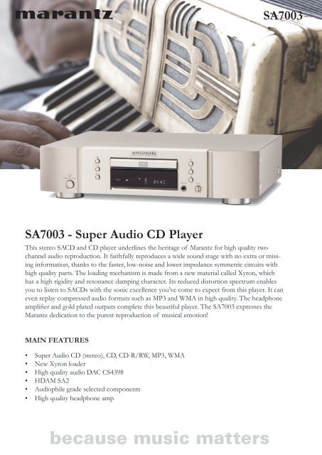 SA7003 - Super Audio CD Player SA7003 - Hifiexpert.eu