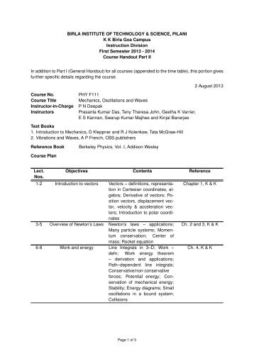 Course handout
