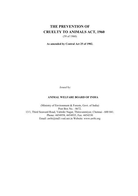 The Prevention of Cruelty to Animals Act, 1960 .pdf The Prevention of Cruelty to Animals Act, 1960 .pdf