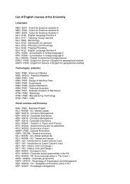 List of English courses at the University
