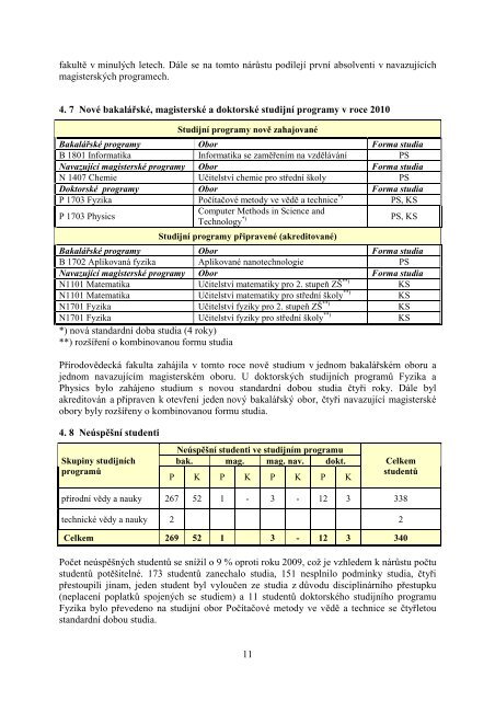 Výroční zpráva o činnosti PřF UJEP za rok 2010 - Přírodovědecká ...