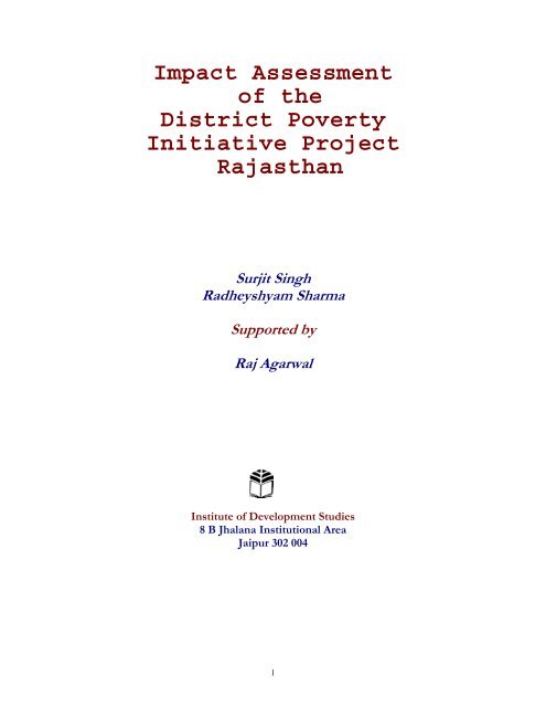 Impact Assessment of the District Poverty Initiative Project Rajasthan
