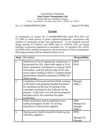 No. F-1 (66)RD/DPIP/PA/2003 Dated 27.07.2004 Circular Steps ...