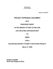 PROJECT APPRAISAL DOCUMENT INDIA - Rajasthan