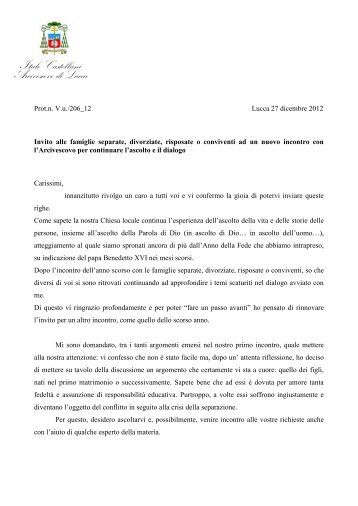 lettera invito del vescovo - Arcidiocesi di Lucca