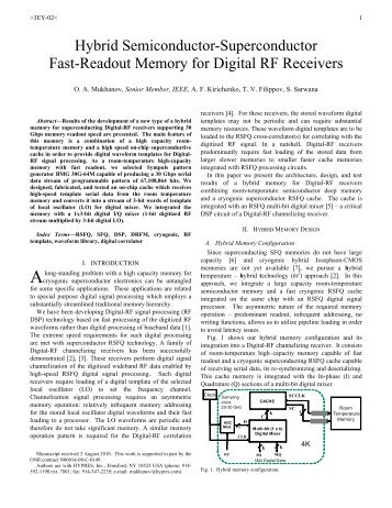 Hybrid Semiconductor-Superconductor Fast-Readout ... - Hypres Inc.