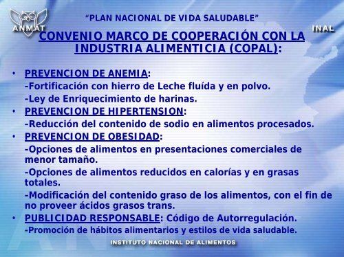 PLAN NACIONAL DE VIDA SALUDABLE - CONAL