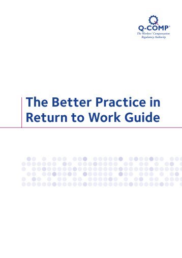 The Better Practice in Return to Work Guide - Q-Comp