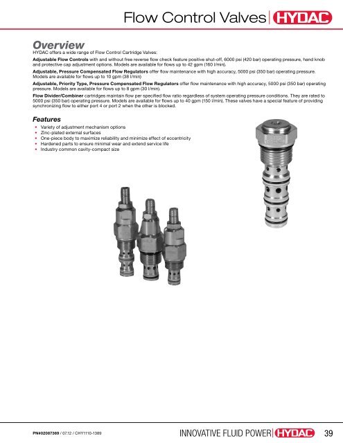 Cartridge Valves & Manifolds - HYDAC USA