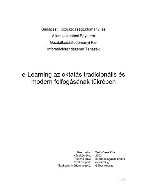 e-Learning az oktatÃ¡s tradicionÃ¡lis Ã©s modern felfogÃ¡sÃ¡nak ... - Coedu