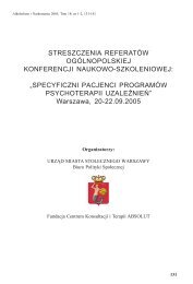 specyficzni pacjenci programÃ³w psychoterapii uzale - Instytut ...