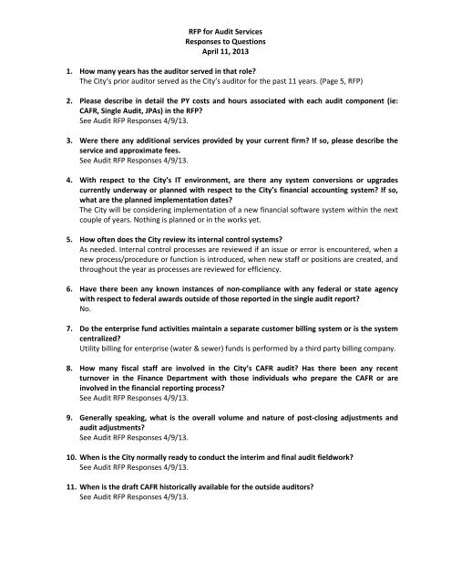 Rfp For Audit Services Responses To Questions April 11 2013 1