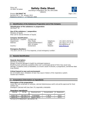 Safety Data Sheet - Filtrox AG