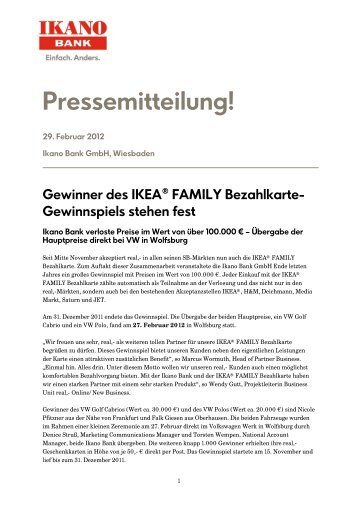 Pressemitteilung! - Ikano Bank GmbH