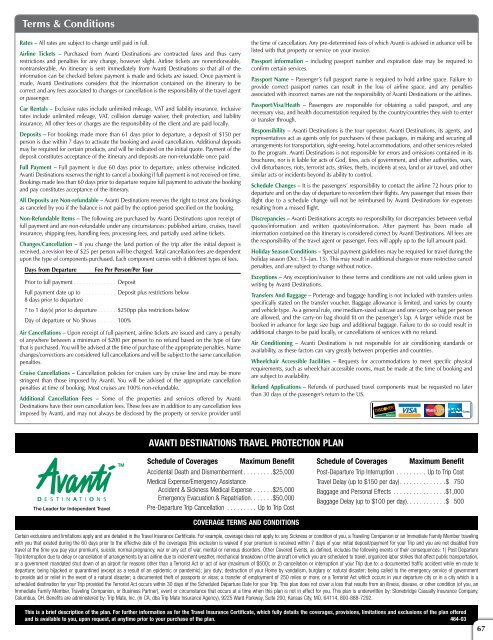 Terms & Conditions - Avanti Destinations