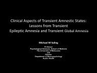 Clinical Aspects of Transient Amnestic States: Lessons from ...