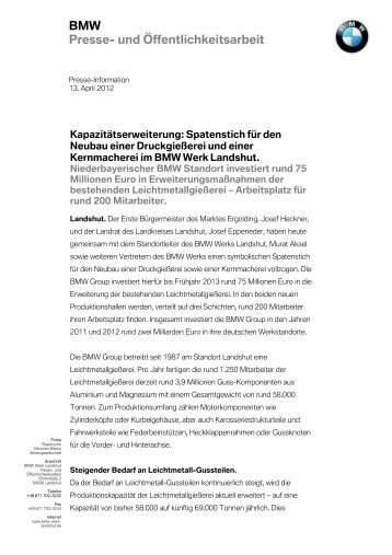 BMW Presse- und Ãffentlichkeitsarbeit - BMW Werk Landshut