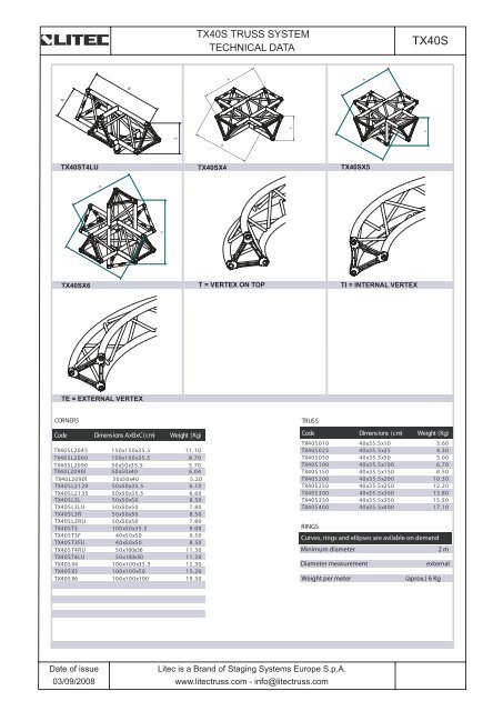 Litec TX40S Specs - EES