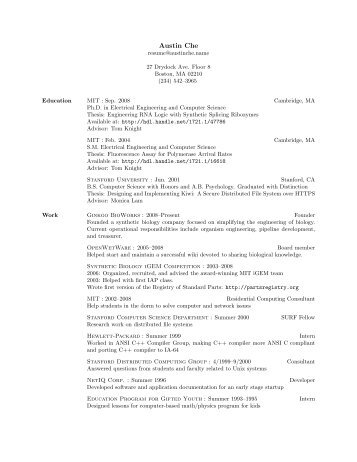 resume or a cv format