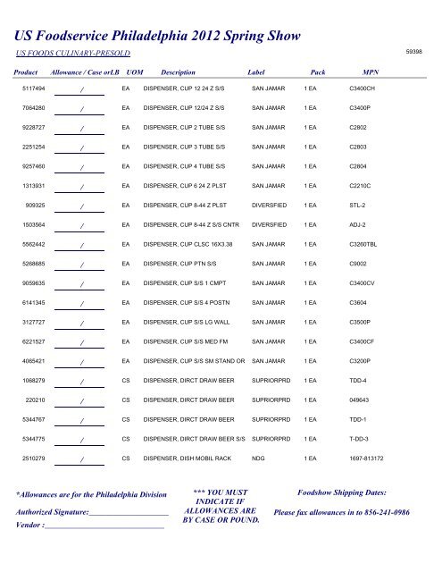 US Foodservice Philadelphia 2012 Spring Show - Foodshows
