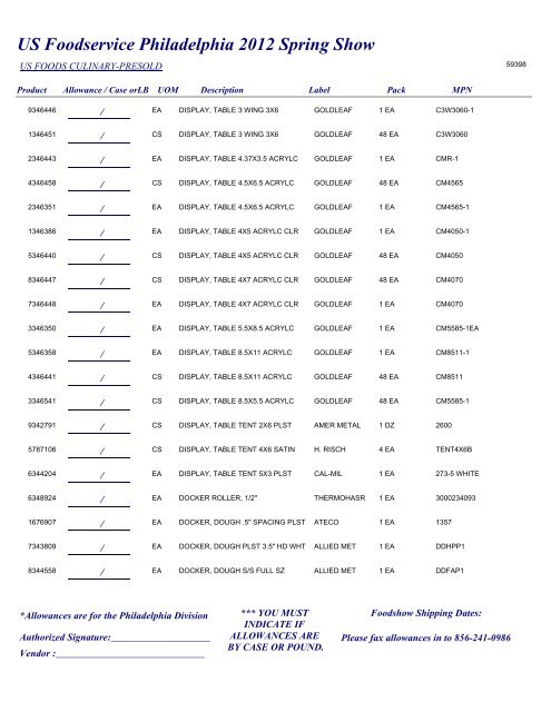 US Foodservice Philadelphia 2012 Spring Show - Foodshows