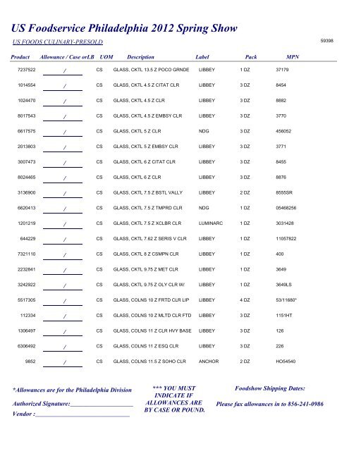US Foodservice Philadelphia 2012 Spring Show - Foodshows