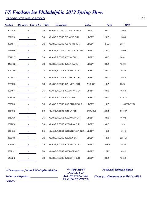US Foodservice Philadelphia 2012 Spring Show - Foodshows