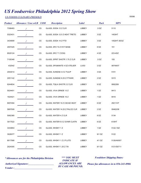 US Foodservice Philadelphia 2012 Spring Show - Foodshows