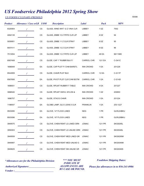 US Foodservice Philadelphia 2012 Spring Show - Foodshows