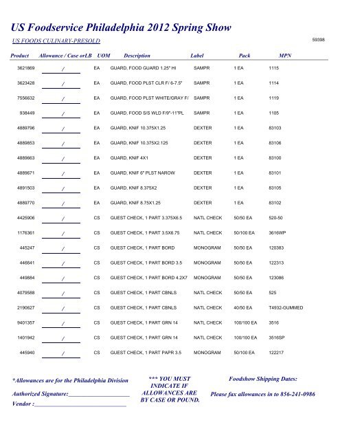 US Foodservice Philadelphia 2012 Spring Show - Foodshows
