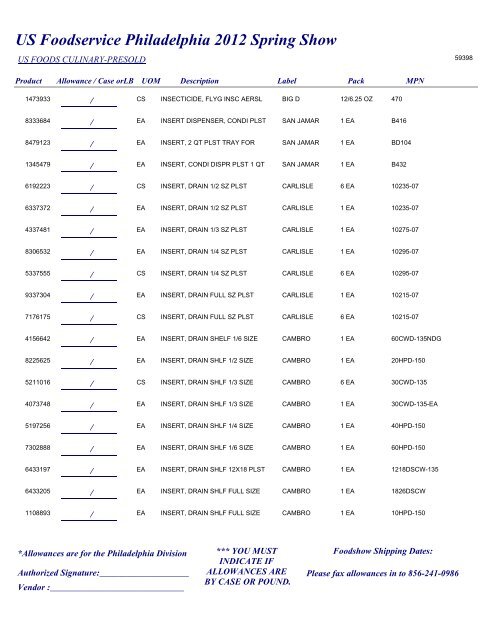 US Foodservice Philadelphia 2012 Spring Show - Foodshows