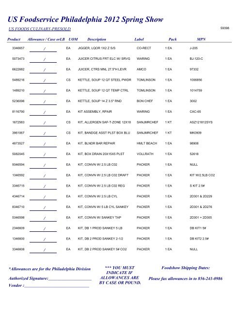 US Foodservice Philadelphia 2012 Spring Show - Foodshows