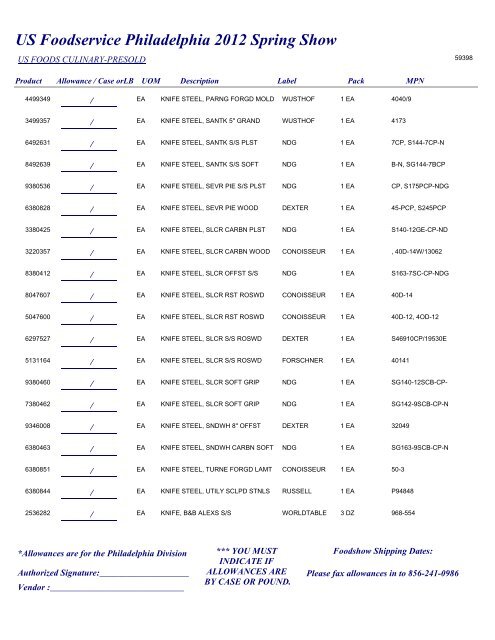 US Foodservice Philadelphia 2012 Spring Show - Foodshows